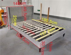 Full/Queen Upholstered Bed Frame with Wooden Slat Support and Wing Side