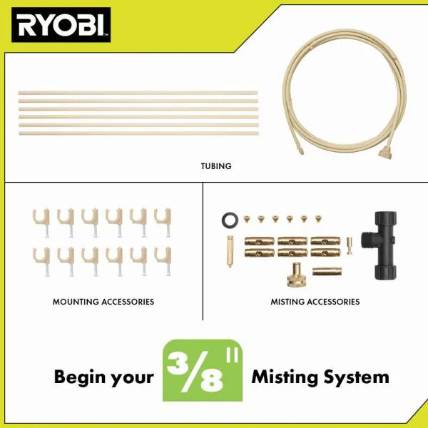 RYOBI 12 ft. X 3/8 in. Expandable Misting Kit PMC3812K NEW 37C gallery