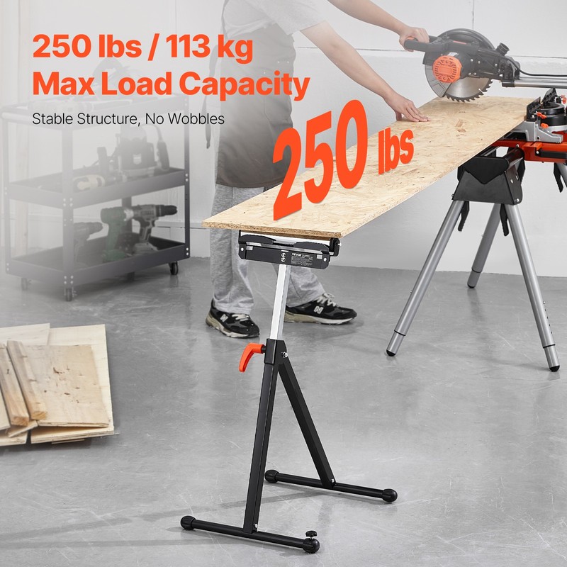 VEVOR 2-Pack Roller Stands Max 250 lb Adjustable Height 27-43 in for Woodworking gallery