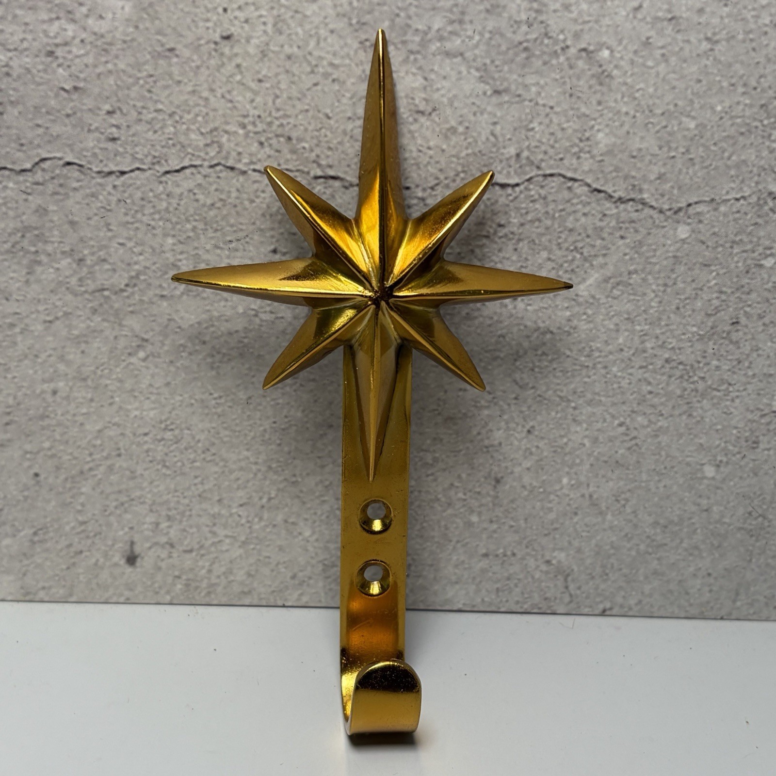 MCM Atomic Starburst Metal Brass Robe Towel Hook Holder Wall Mount Bathroom 5.5" gallery