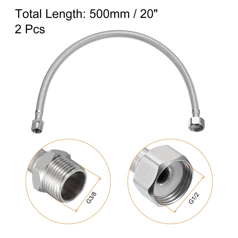 2PCS G3/8 Male Compression Thread x G1/2 Female Faucet Supply Line Connector gallery