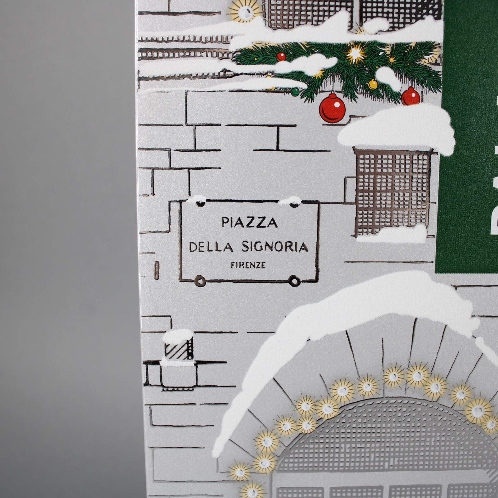 Gucci Silver Red Advent Christmas Theme 22" x 15" OPENED No ORNAMENT Box gallery