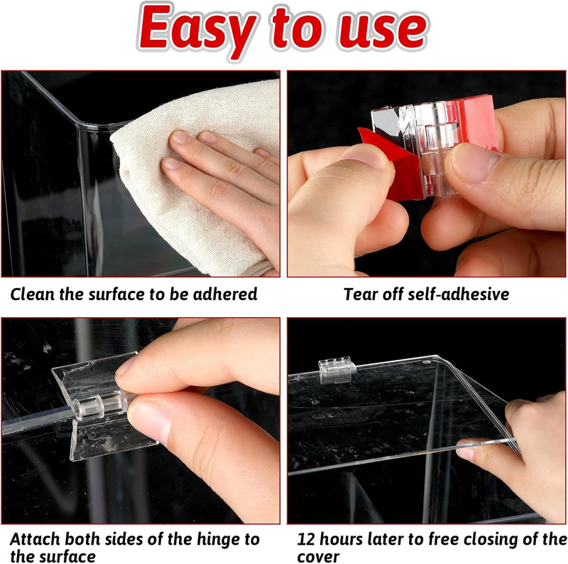 8Pcs Clear Plastic Hinges, Acrylic Small Hinges Self Adhesive Continuous Pian... gallery