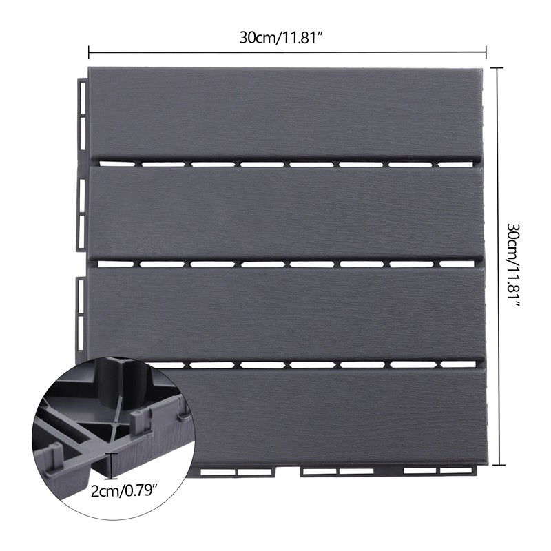 12"x12" Interlocking Deck Tiles, 30 Pack Outdoor Patio Floor Tiles Dark Gray gallery