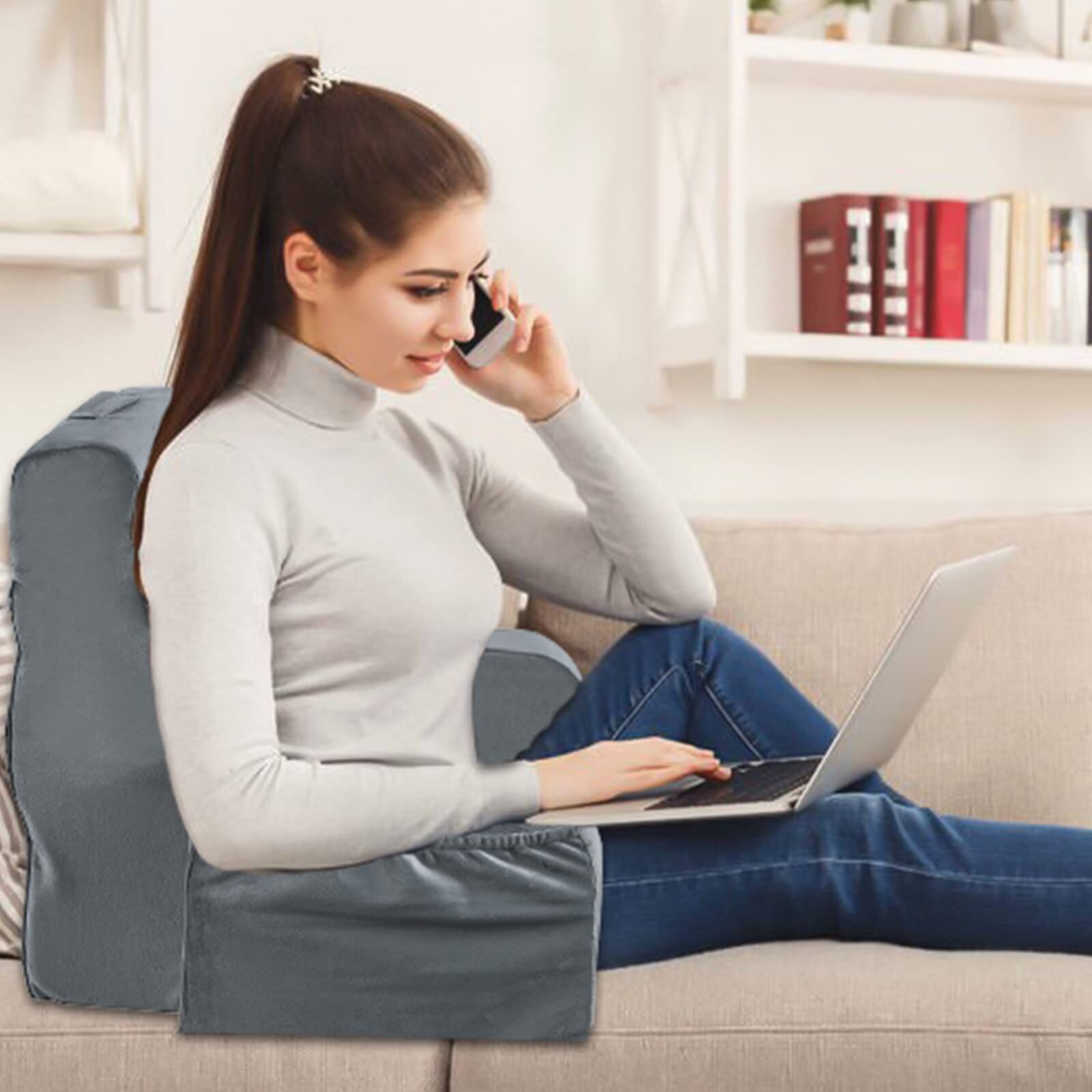Vekkia Lightweight Back Support Rest Pillow for Relaxing, Reading, Watching TV gallery