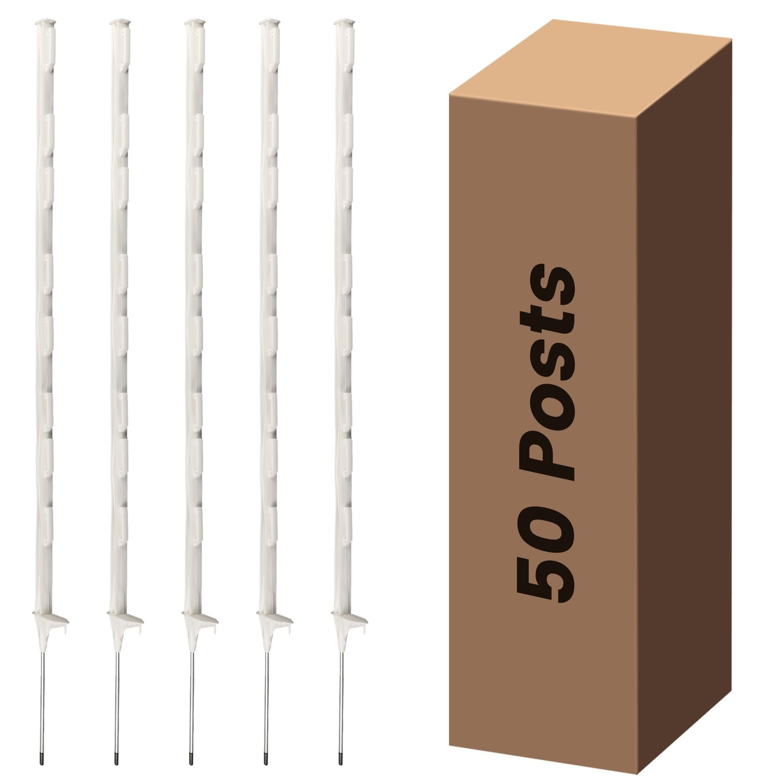 Electric Fence Posts 48 inch 50 Pack White Plastic Step in Toriexon Temporary gallery