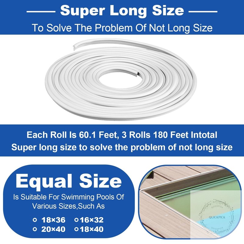 60 ft Swimming Pool Liner Lock Roll Pool Bead Lock White Pool Liner Bead Wedge gallery