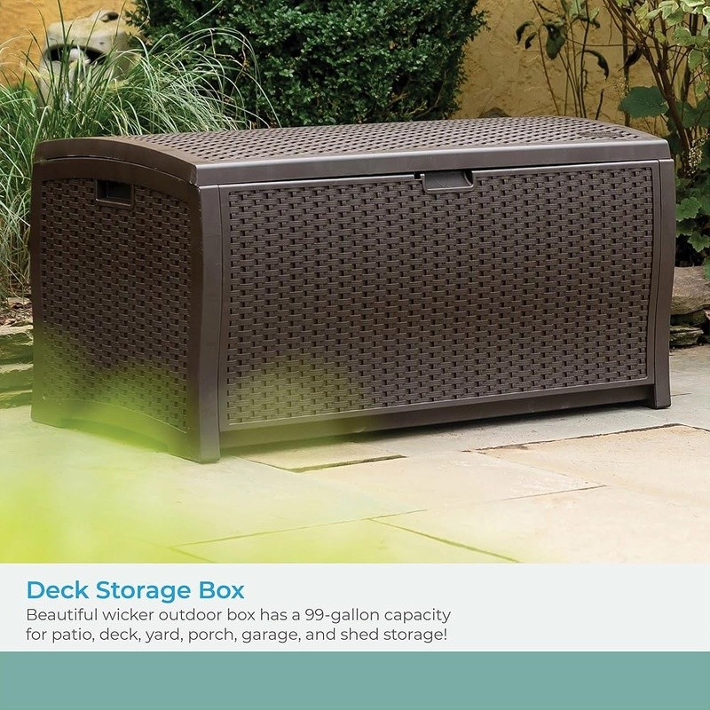 Durable Outdoor Storage Box Resin Deck Chest Waterproof Patio Organizer New gallery