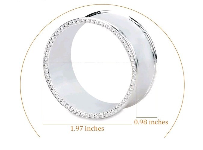 12 PC Stainless Steel Bead Side Napkin Rings Silver 1.97in x 0.98in New gallery