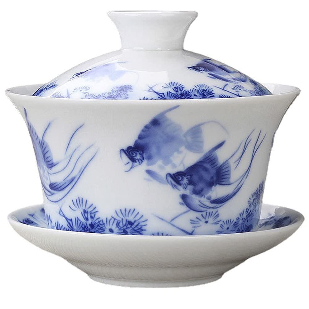 280ml Household Teacup Bowl Tea Set Blue Porcelain Gaiwan Kung Fu Tea Set Tureen gallery