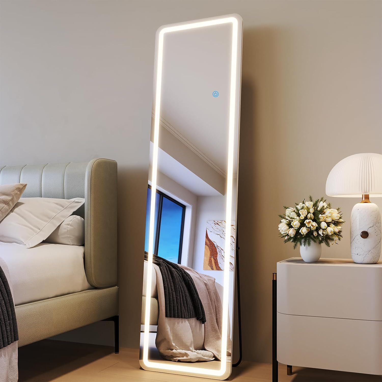 60" LED Full Length Mirror - Stylish Floor & Wall Mount Rectangle Design gallery