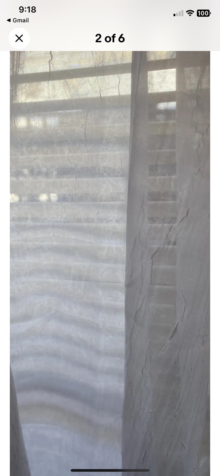 New No Pkg. Rod Pocket Sheer Window Panel (1) White 52" x 108" Crinkle Pattern gallery