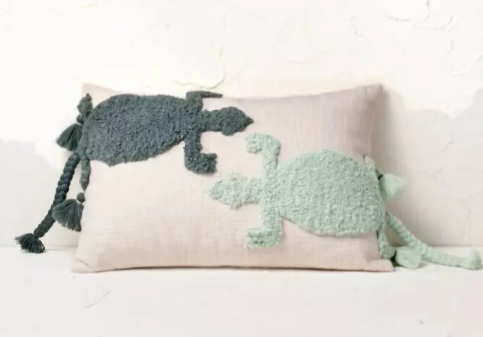 Lizard Punch Needle Lumbar 12x18" Deck Pool Throw Pillow Turquoise Opalhouse gallery