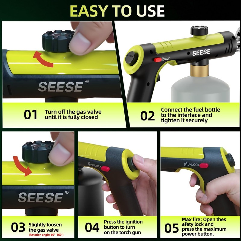 SEESE Powerful Propane Torch Gun,Kitchen Cooking Torch With One-Touch Max Fir... gallery
