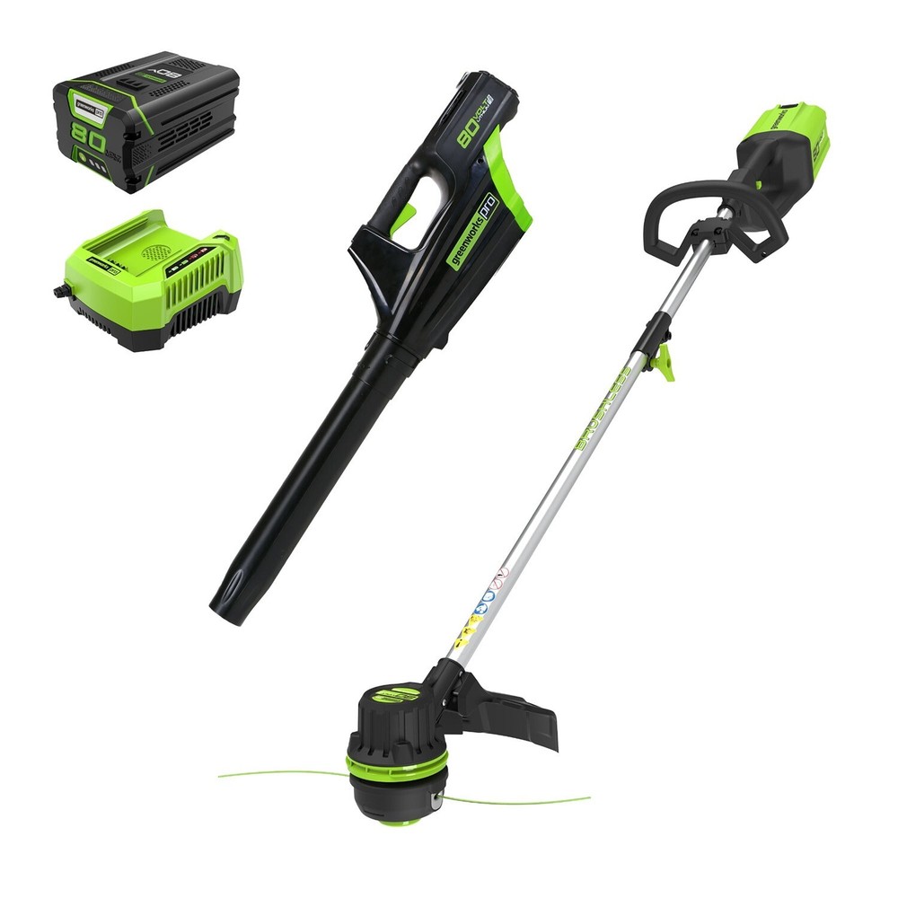 Greenworks 80V 16" String Trimmer and 500CFM Leaf Blower Combo with 2Ah Battery