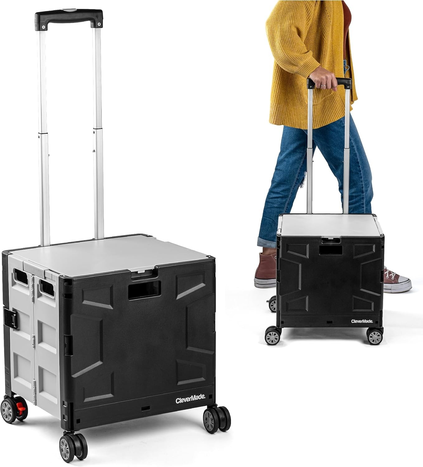 Collapsible Crate on Wheels with Handle (35L, 4-Wheel) – Collapsible Rolling gallery