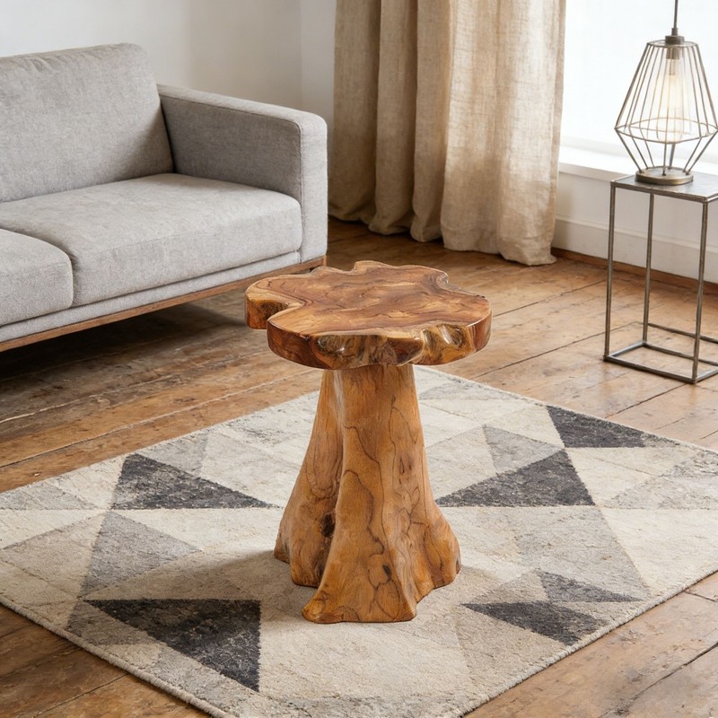 Rustic Teak Tree Stump Table – Live Edge Side Table or Stool, Natural Wood, Gift gallery