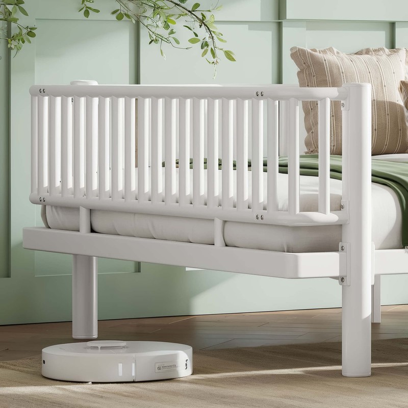Queen Size Metal MDF Platform Bed Frame Daybed Slatted W/ Storage Drawers White gallery