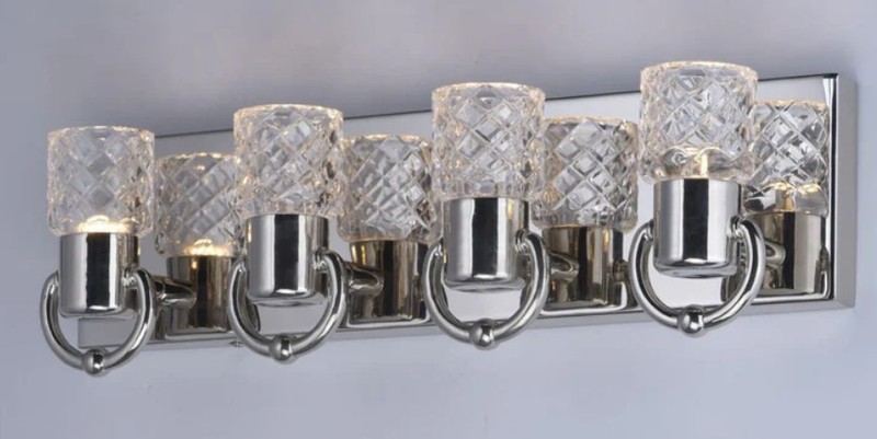 NOS Maxim Lighting Crystol 4 Light Hand Cut Crystal Bath Vanity Wall Fixture 18" gallery