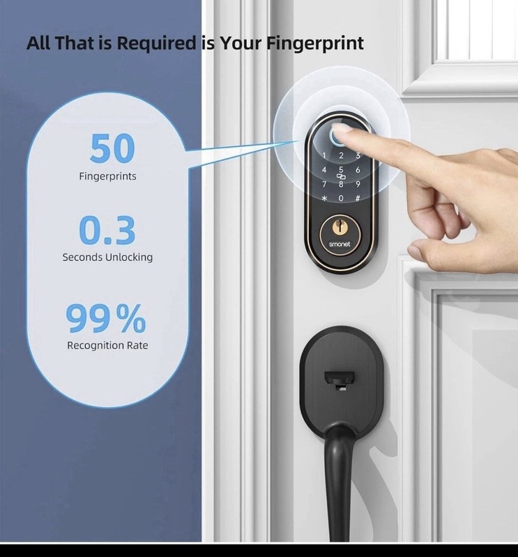 Smonet Fingerprint Keyless Entry Smart Deadbolt Bronze Voice Activated gallery