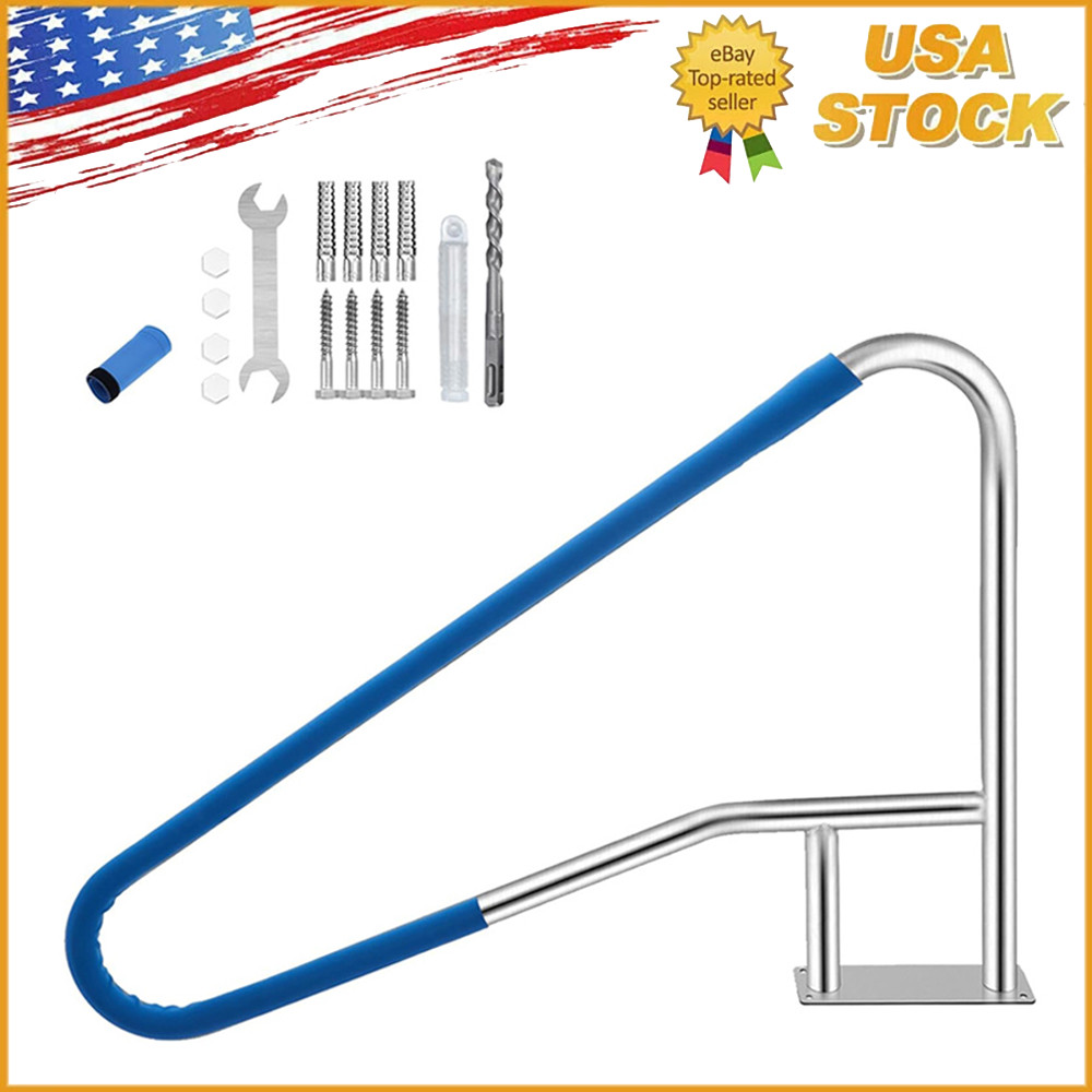 55''x32'' Stainless Steel Pool Handrail Swimming Pool Rail Step Stair Hand Rails gallery