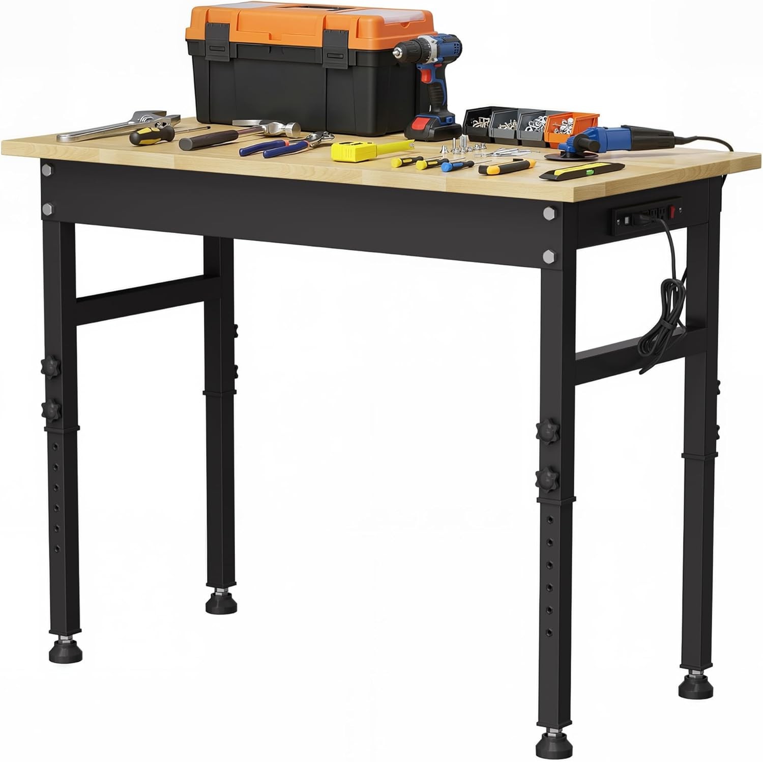47" Height Adjustable Workbench 2000 LBS Load Capacity Workstation Desk Rubber gallery