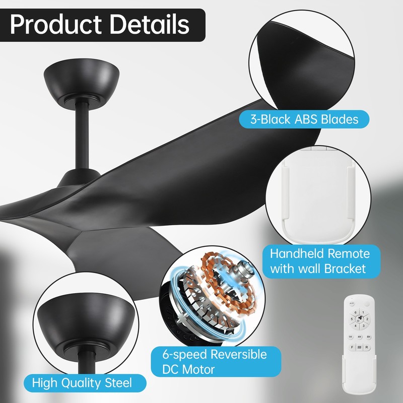 38'' Reversible Ceiling Fans Without Lights & Remote 6 Speeds Quiet In/outdoor gallery