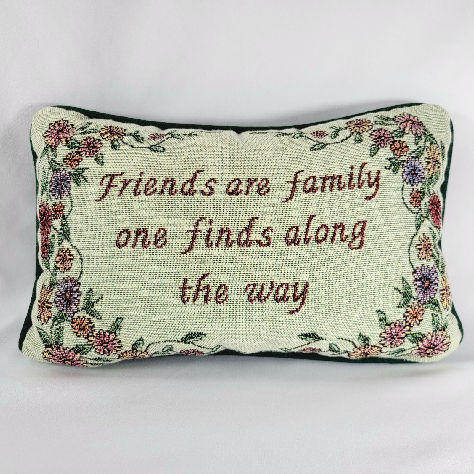 Vintage Friends Are Family Rectangle Needlepoint Pillow Cottagecore Country Boho gallery