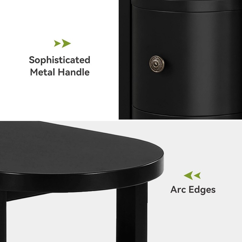 Solid Wood End Table with 2 Drawers&Open Shelf, No Assembly Required Side Table gallery