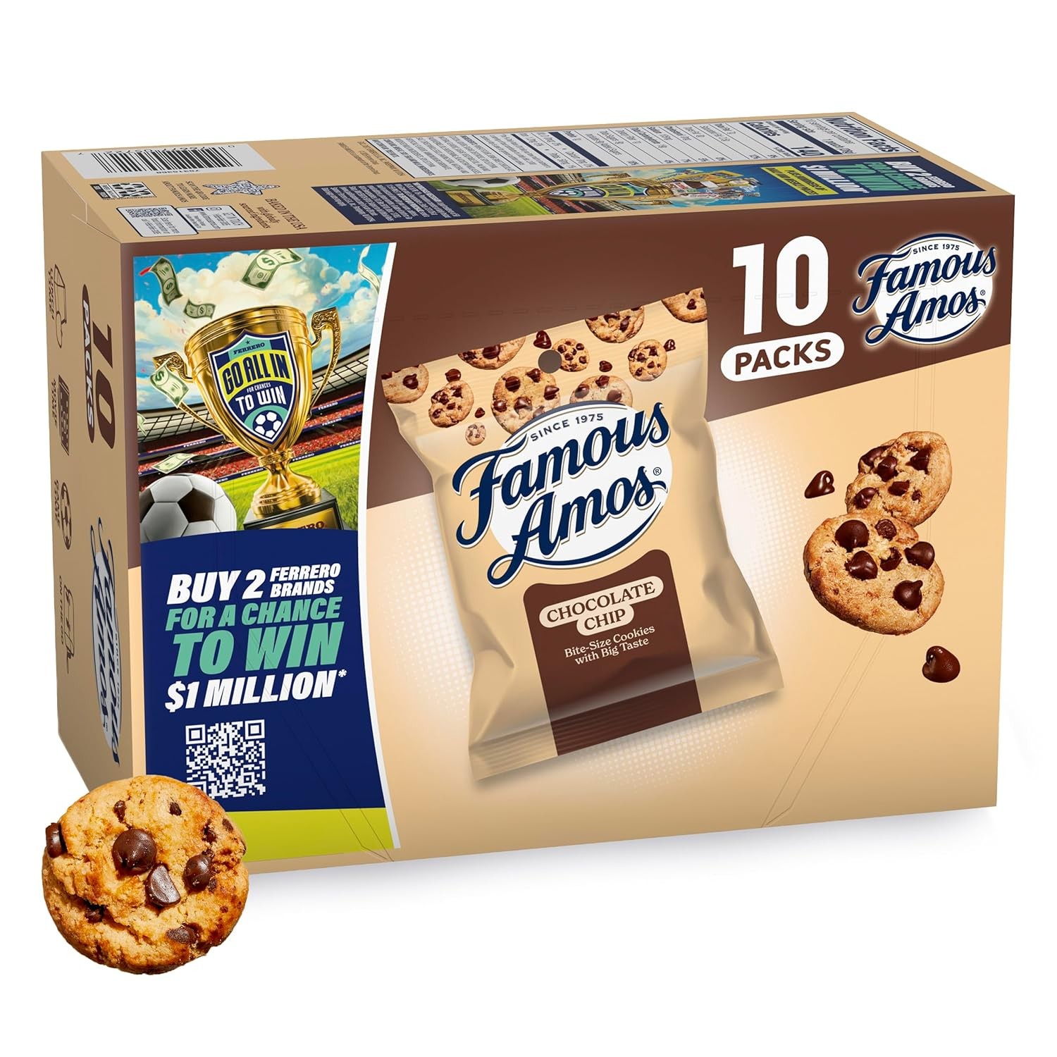 Famous Amos Classic Chocolate Chip Cookies, Bite-size Chocolate Chip Snacks, gallery