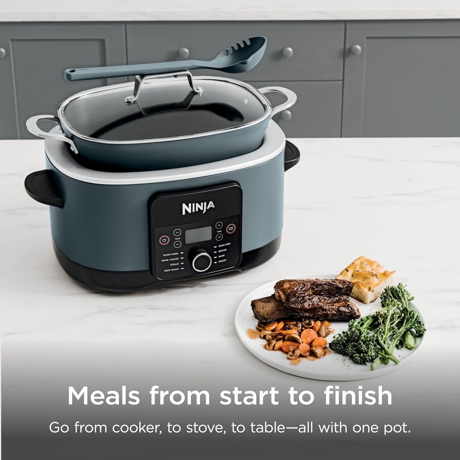 Ninja MC1001 - Foodi PossibleCooker PRO, 8.5qt Multi-Cooker - Sea Salt Grey gallery