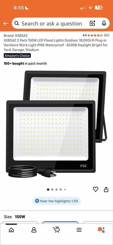 HYPERLITE LED Flood Light 150W 2 Pack 18000LM 5000K Daylight 150W, Bronze gallery
