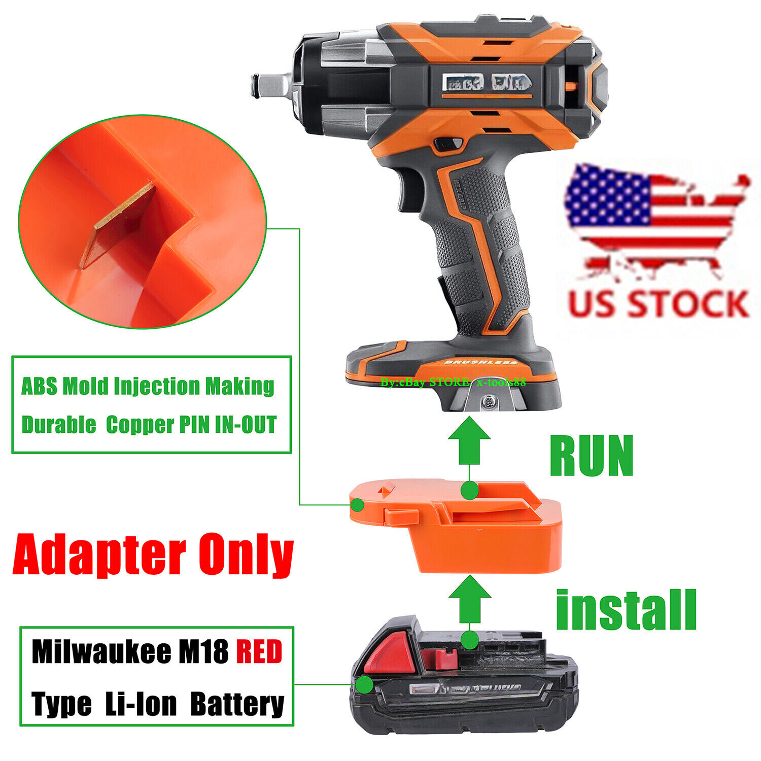 1x Adaptor for Milwaukee M18 RED Li-Ion Battery Convert Ridgid 18v Cordless Tool gallery