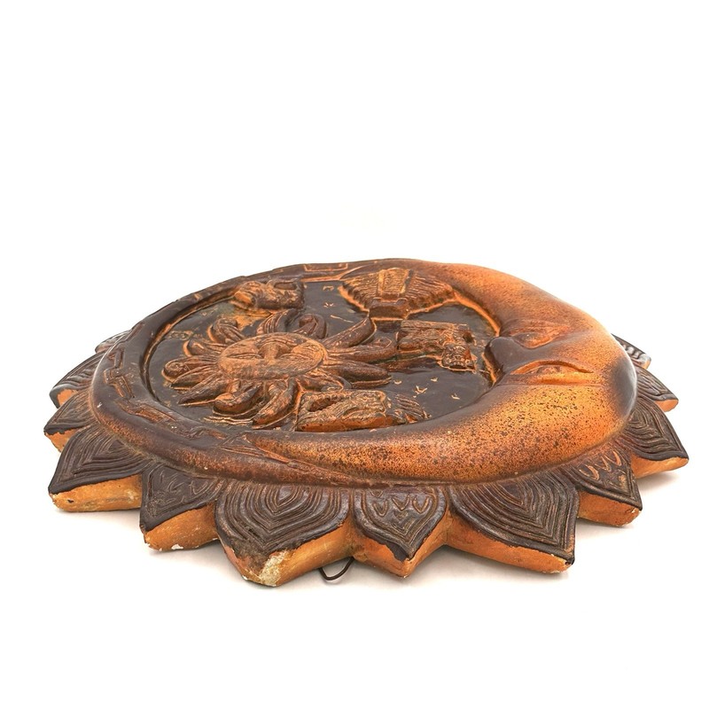Sun And Moon Celestial Ceramic Wall Decor Hanging Plaque Heavy Thick 12 InchRead gallery