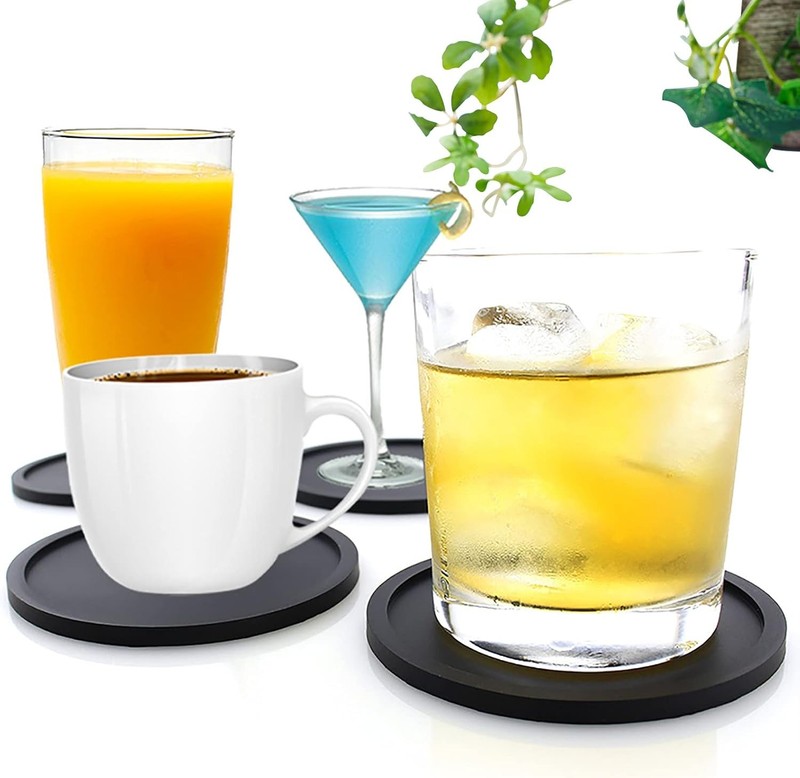 Anti-Slip Reusable Drink Coasters Set - Non Slip Silicone Coasters Protect Desk gallery