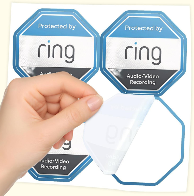 12 Pack Ring Security Stickers，Double Sided HD Printed Waterproof Security Decal gallery