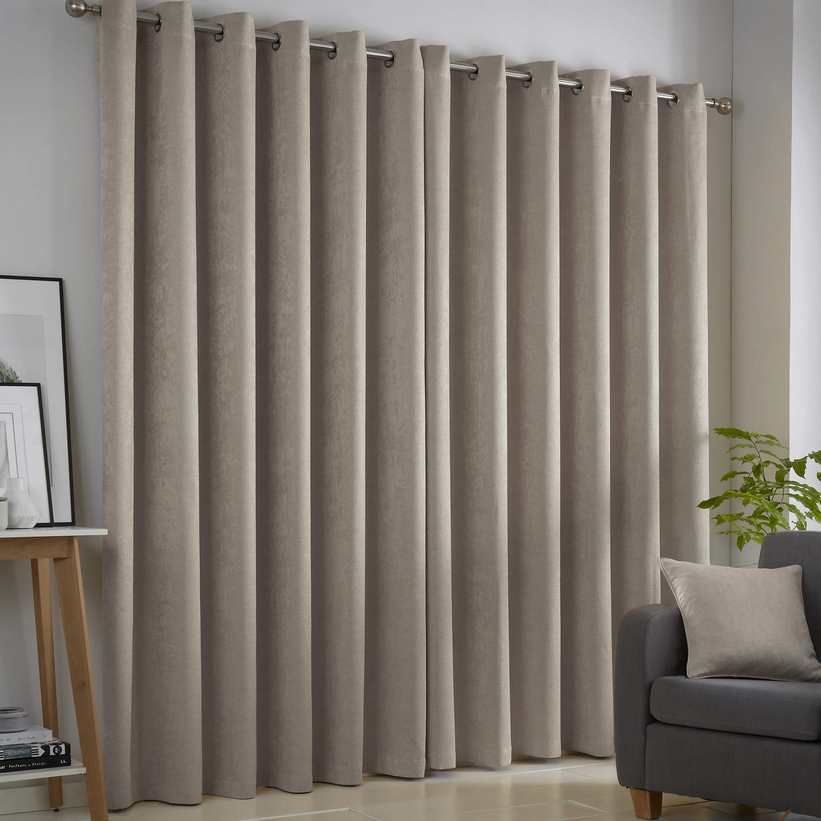 Strata - Blockout Eyelet Curtains, 168 x 229 cm, Natural, Natural gallery