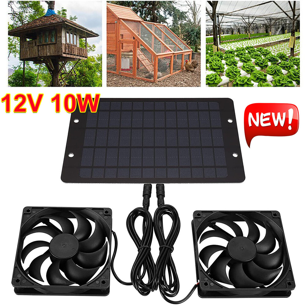 Solar Powered Fan Kit 10W Solar Panel Waterproof Fans for Outside Chicken Coops gallery