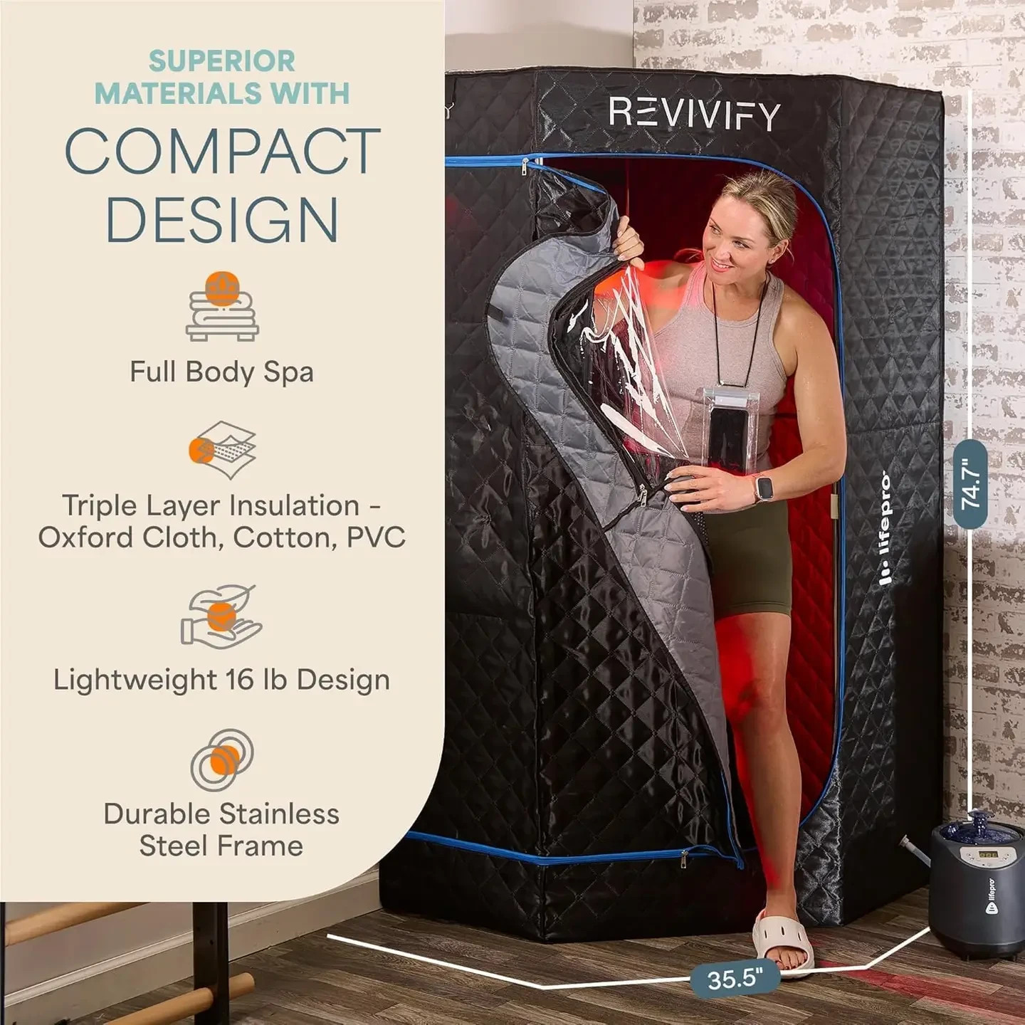 NEW LifePro Portable Infrared Sauna For Home Steam & Redlight gallery