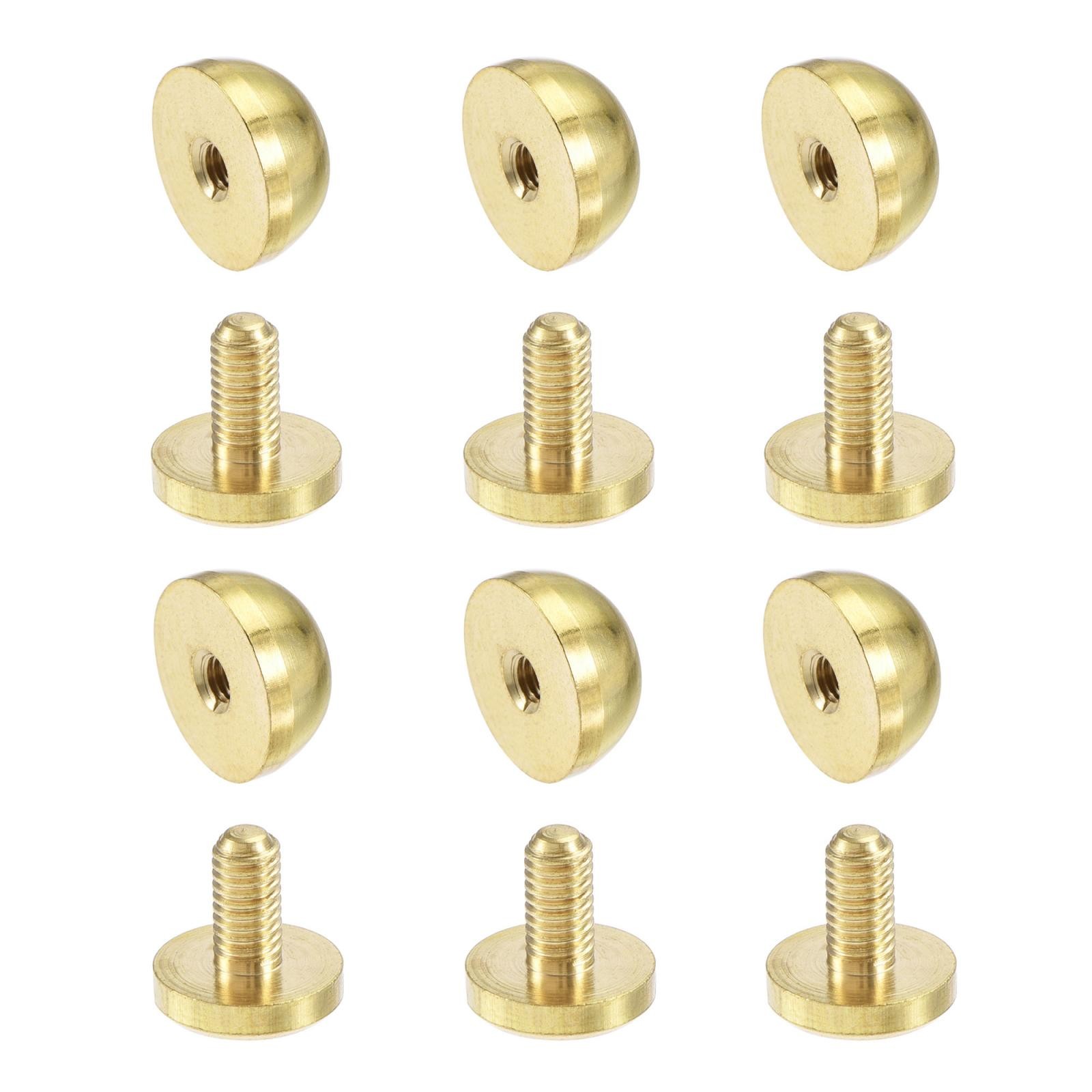 12x7mm Round Studs Rivet Purse Handbag Feet Nails Brass Leather Craft DIY 6pcs gallery