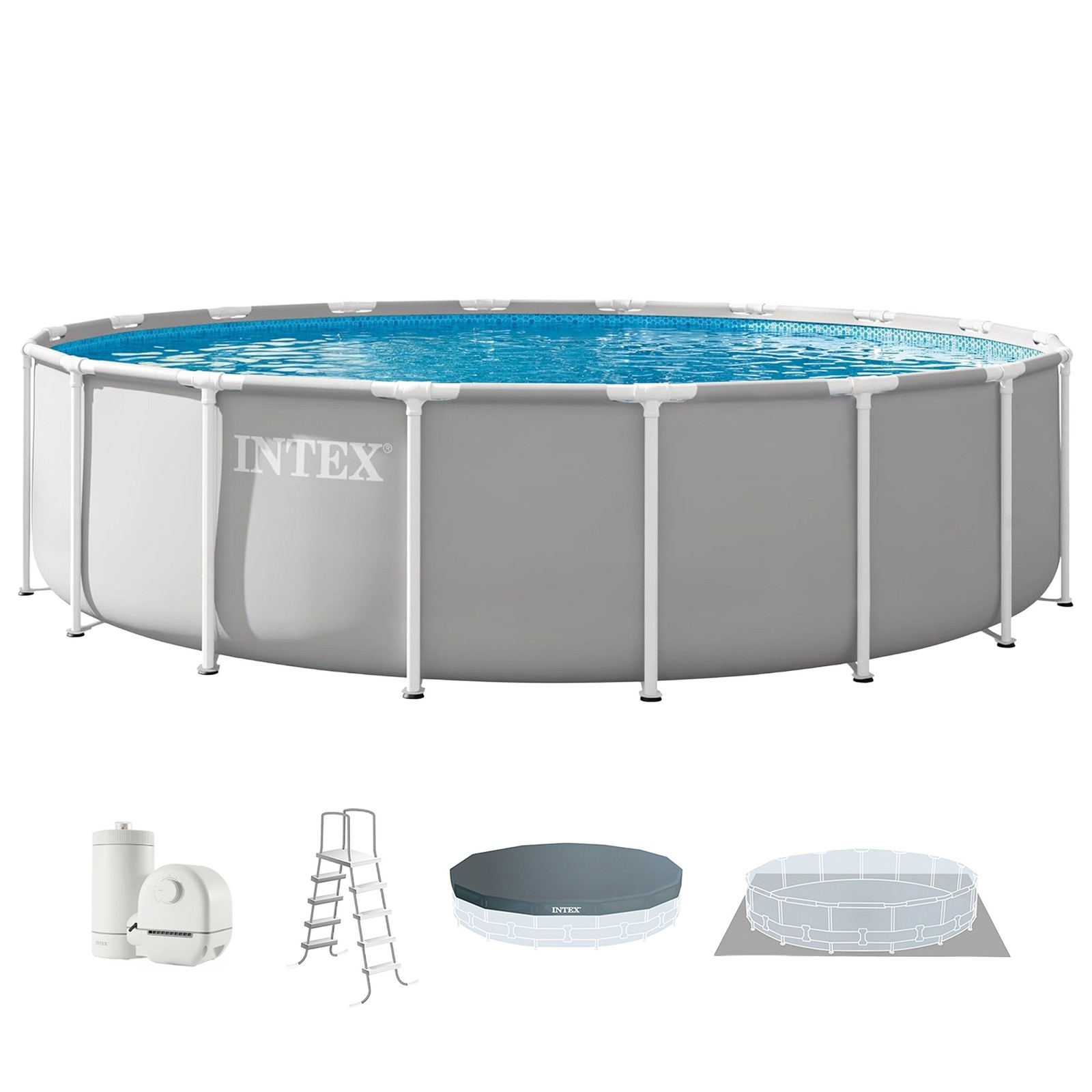 INTEX Prism Frame 18ft x 48in Premium Above Ground Pool Set with Filter Pump gallery