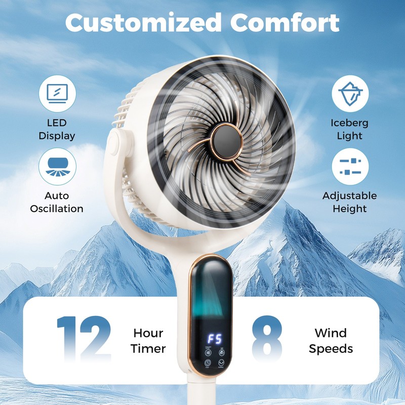 Oscillating Pedestal Fan, Quiet Standing Fan with 8 Speeds, Remote, 12H Timer gallery