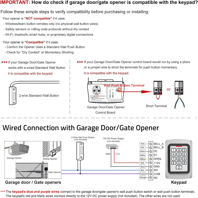 Wired Access Control Keypad Waterproof Keyless Entry System for Garage Door gallery