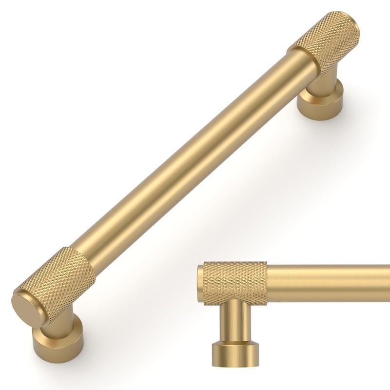 10-Pack Knurled Cabinet Pulls 5in 128mm Hole Center Champagne Bronze Bar Handles gallery