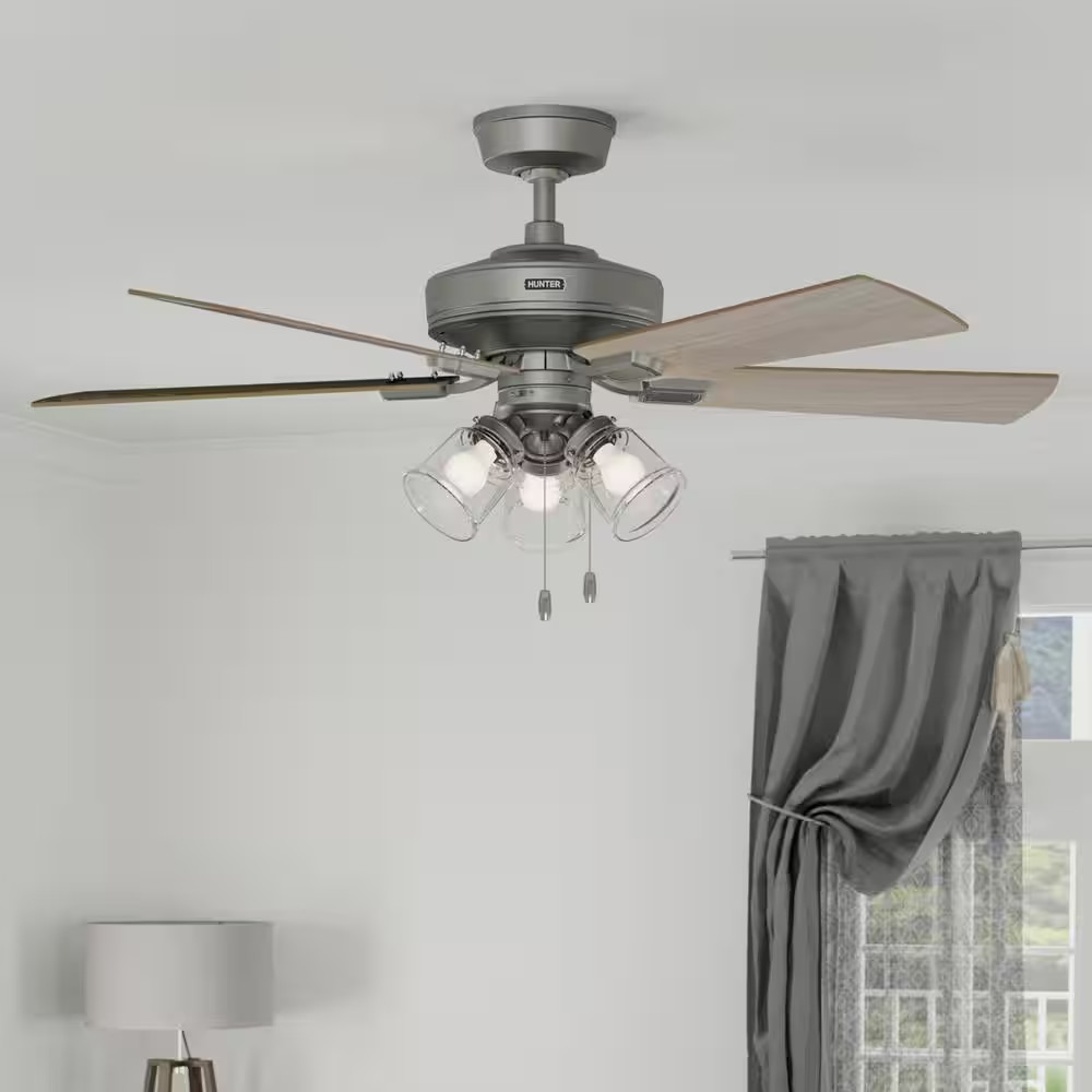 Crestfield 52 In. Indoor Matte Silver Ceiling Fan with Light Kit Included gallery