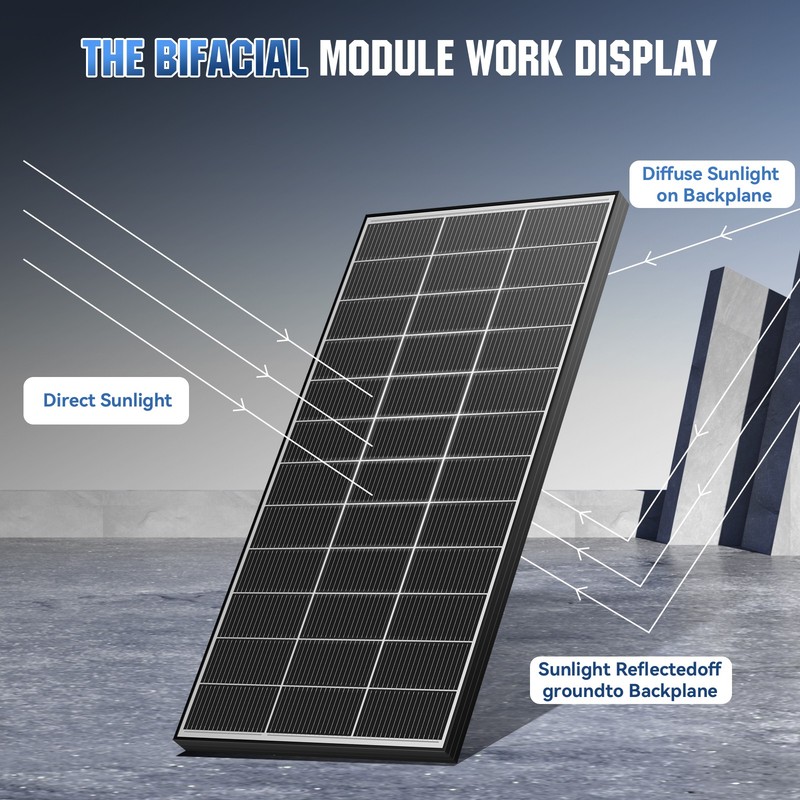 2Pack 200W（400W）N-Type 18BB Bifacial Solar Panel Mono Cell Off Grid Roof RV Boat gallery