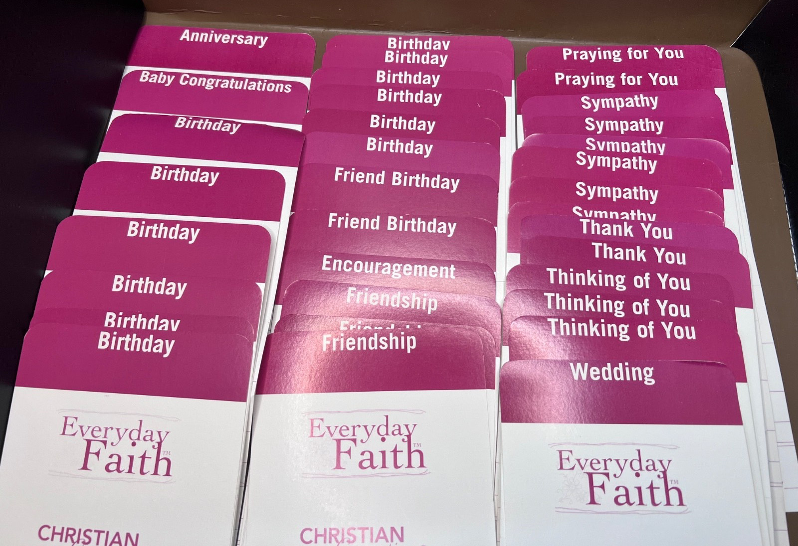 GREETING CARD ORGANIZATIONAL THEME DIVIDERS Lot of 34 5"x9" White & Mauve EUC gallery