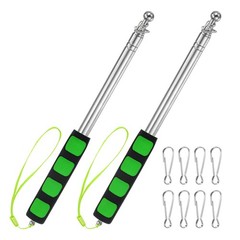 2-Pack Telescopic Handheld Flagpole, 5.2ft/1.6m Stainless Steel Pole [Green]