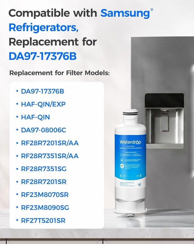 Waterdrop Refrigerator Water Filter, Replacement for Samsung DA97-17376B, 8 pack gallery