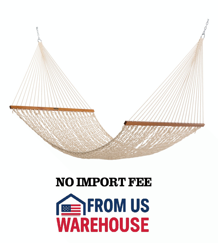 Pawleys Island Cotton Rope Hammock 13ft 450lb Oak Spreader USA Made gallery